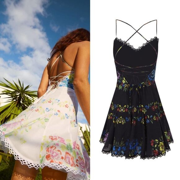 Charo Ruiz Short Dress Cania Garden Black Large - Picture 4 of 8